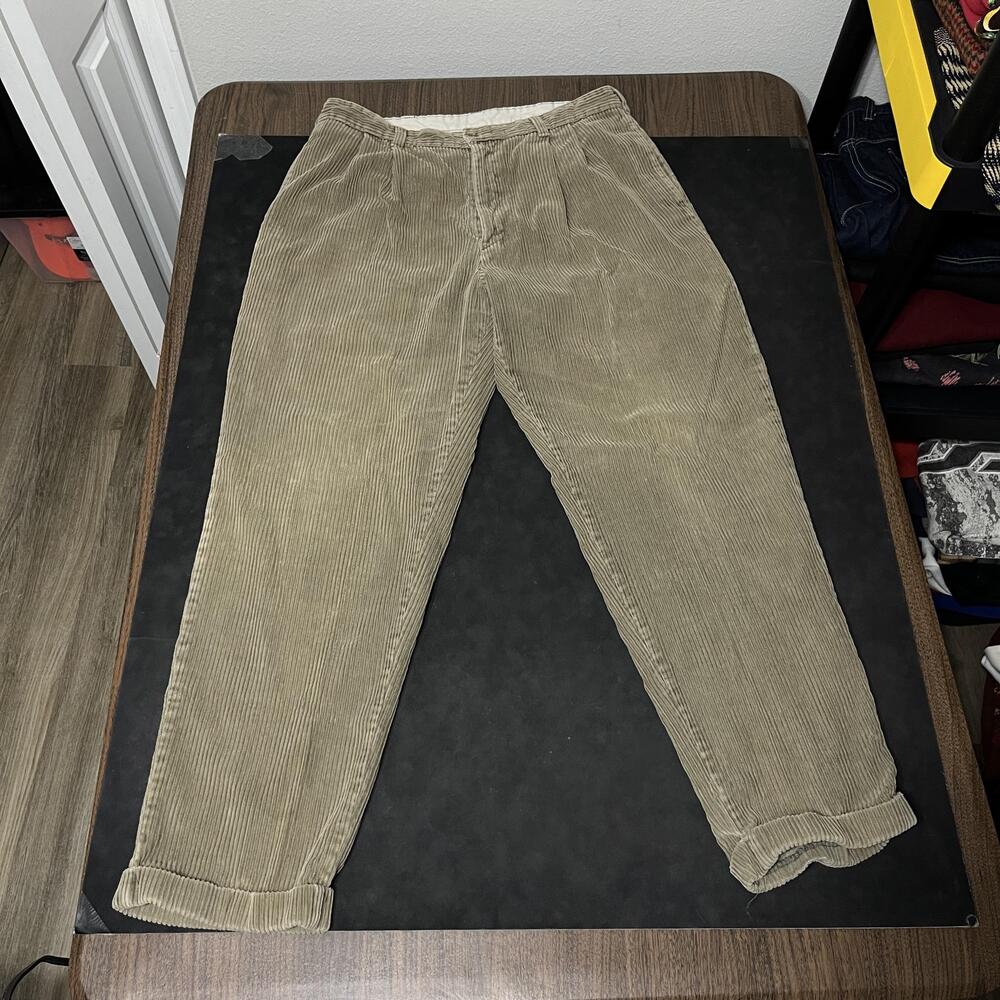 Vintage Bill Blass Pants 36x29 Mega Wide Jumbo Corduroy 1970s Talon Zip Baggy